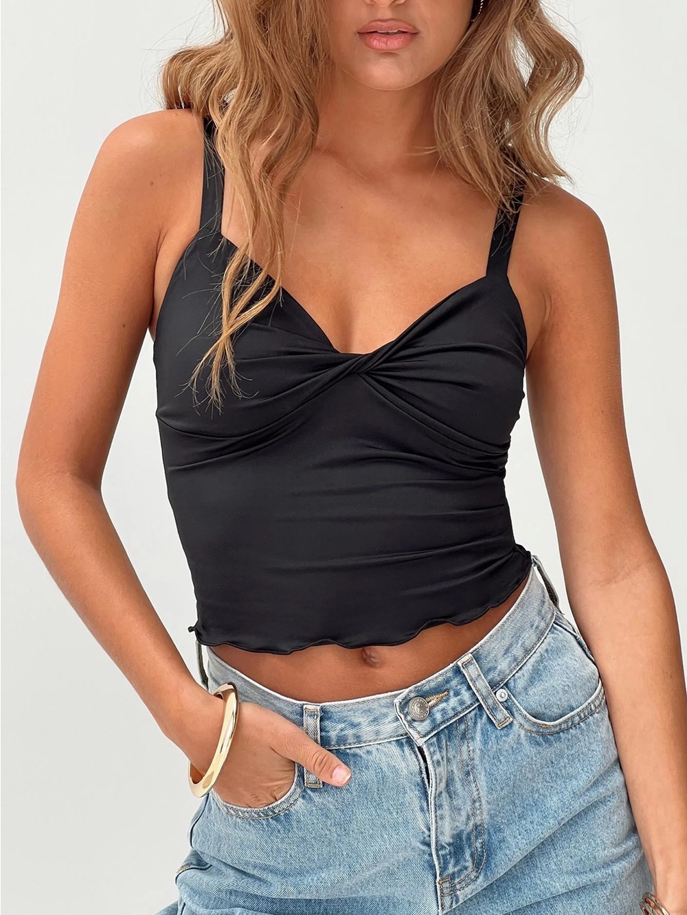 Princess Polly Greyer Top Black - US 4 / Black